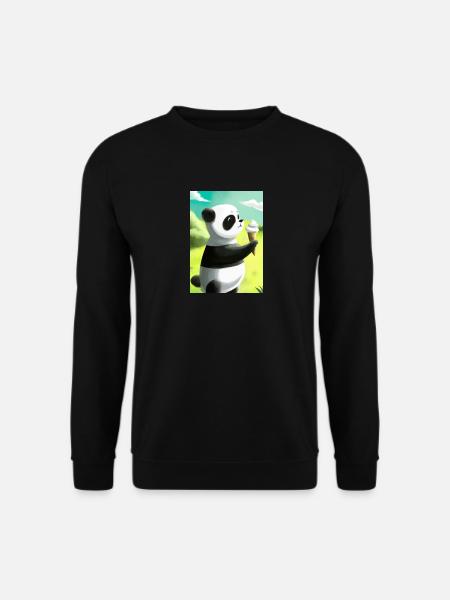 Panda mit Eiscreme - Unisex Pullover - Schwarz