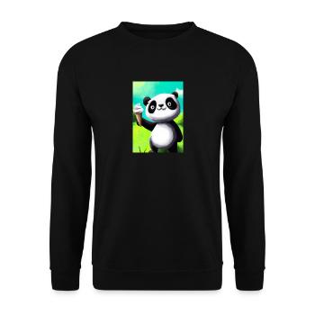 Panda mit Eiscreme - Unisex Pullover - Schwarz - Vorne - Alina (178cm) & Michal (187cm)