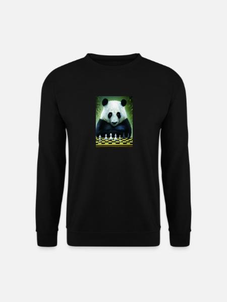 Panda spielt Schach - Unisex Pullover - Schwarz