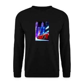 Sportwagen in der Großstadt - Unisex Pullover - Schwarz - Vorne - Alina (178cm) & Michal (187cm)