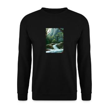 Forest River Wasserfall - Unisex Pullover - Schwarz - Vorne - Alina (178cm) & Michal (187cm)