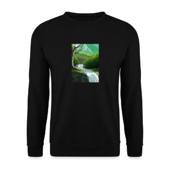 Forest River Wasserfall - Unisex Pullover - Schwarz - Vorne - Alina (178cm) & Michal (187cm)
