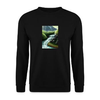Forest River Wasserfall - Unisex Pullover - Schwarz - Vorne - Alina (178cm) & Michal (187cm)