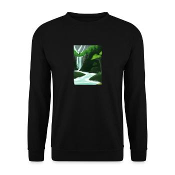 Forest River Wasserfall - Unisex Pullover - Schwarz - Vorne - Alina (178cm) & Michal (187cm)