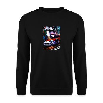 Sportwagen in der Großstadt - Unisex Pullover - Schwarz - Vorne - Alina (178cm) & Michal (187cm)