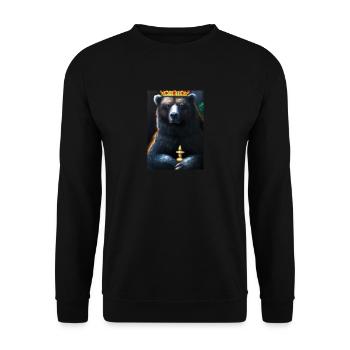 Bär mit Krone - Unisex Pullover - Schwarz - Vorne - Alina (178cm) & Michal (187cm)