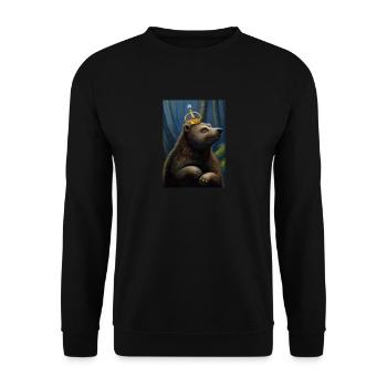 Bär mit Krone - Unisex Pullover - Schwarz - Vorne - Alina (178cm) & Michal (187cm)