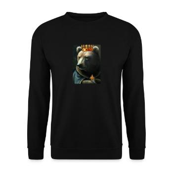 Bär mit Krone - Unisex Pullover - Schwarz - Vorne - Alina (178cm) & Michal (187cm)