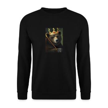 Bär mit Krone - Unisex Pullover - Schwarz - Vorne - Alina (178cm) & Michal (187cm)