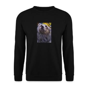 Bär mit Krone - Unisex Pullover - Schwarz - Vorne - Alina (178cm) & Michal (187cm)