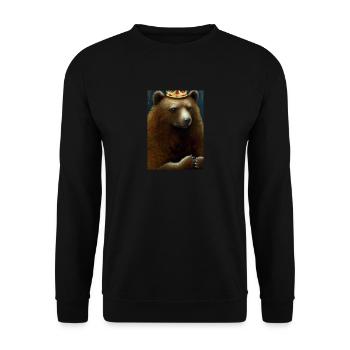 Bär mit Krone - Unisex Pullover - Schwarz - Vorne - Alina (178cm) & Michal (187cm)