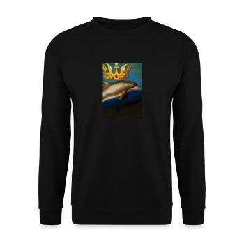Delfin mit Krone - Unisex Pullover - Schwarz - Vorne - Alina (178cm) & Michal (187cm)