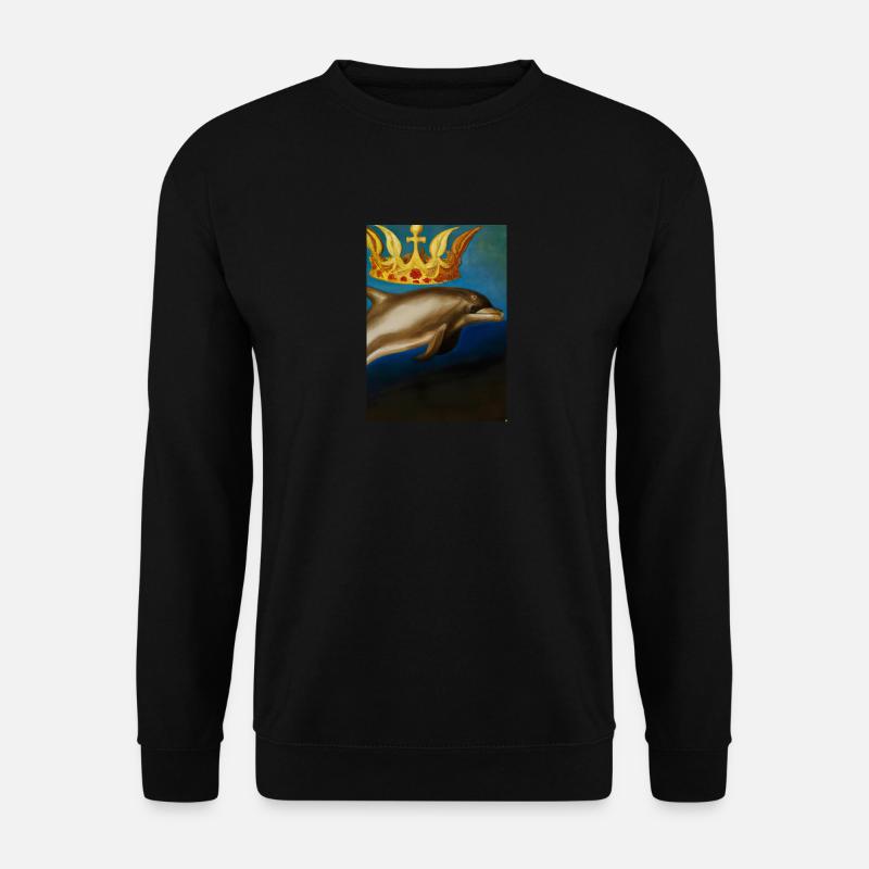 Delfin mit Krone - Unisex Pullover - Schwarz