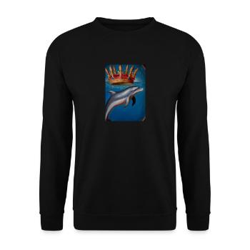 Delfin mit Krone - Unisex Pullover - Schwarz - Vorne - Alina (178cm) & Michal (187cm)