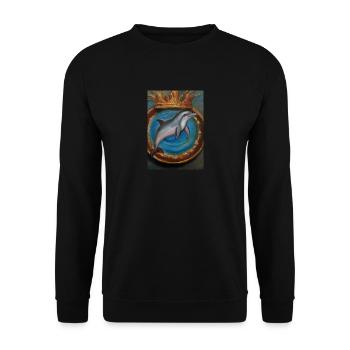 Delfin mit Krone - Unisex Pullover - Schwarz - Vorne - Alina (178cm) & Michal (187cm)