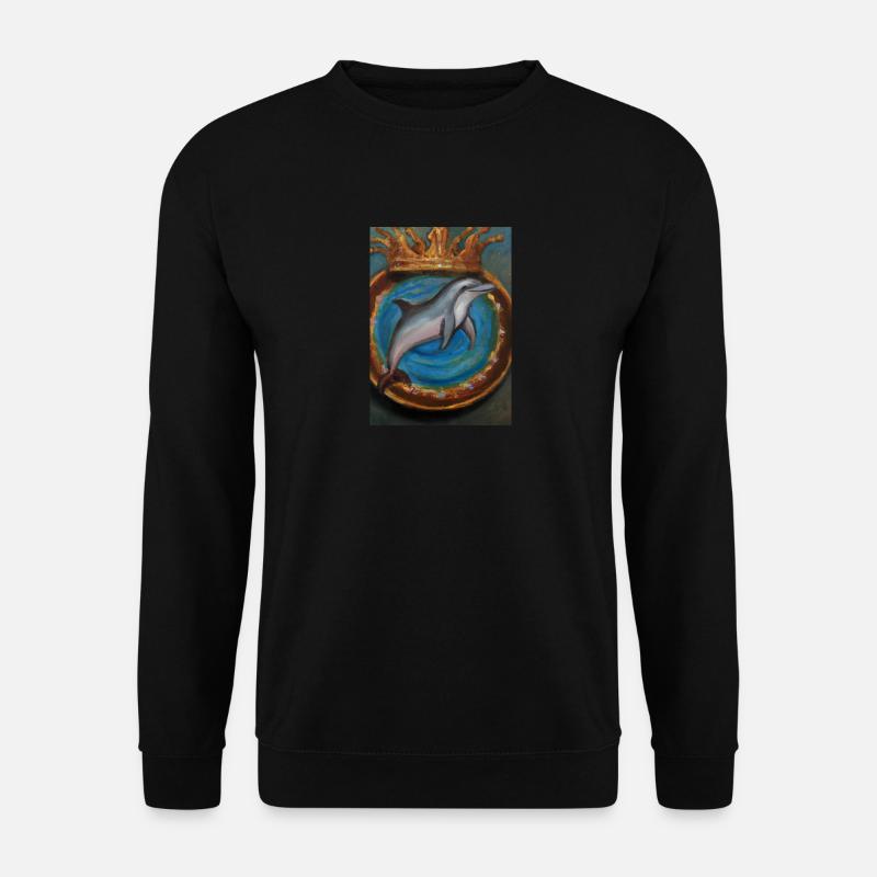 Delfin mit Krone - Unisex Pullover - Schwarz