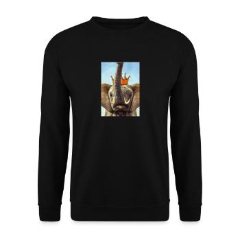Elefant mit Krone - Unisex Pullover - Schwarz - Vorne - Alina (178cm) & Michal (187cm)
