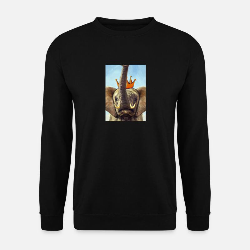 Elefant mit Krone - Unisex Pullover - Schwarz