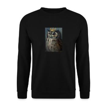 Eule mit Krone - Unisex Pullover - Schwarz - Vorne - Alina (178cm) & Michal (187cm)