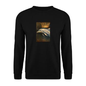 Delfin mit Krone - Unisex Pullover - Schwarz - Vorne - Alina (178cm) & Michal (187cm)