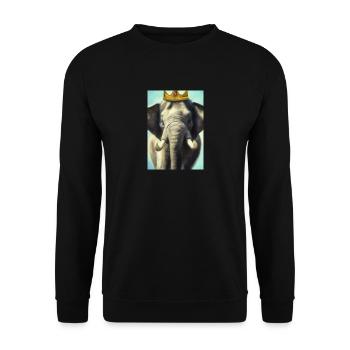 Elefant mit Krone - Unisex Pullover - Schwarz - Vorne - Alina (178cm) & Michal (187cm)