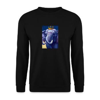 Elefant mit Krone - Unisex Pullover - Schwarz - Vorne - Alina (178cm) & Michal (187cm)