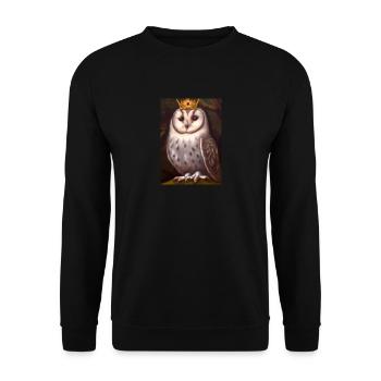 Eule mit Krone - Unisex Pullover - Schwarz - Vorne - Alina (178cm) & Michal (187cm)