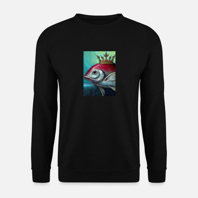Fisch mit Krone - Unisex Pullover - Schwarz