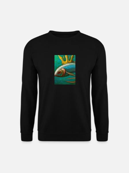 Fisch mit Krone - Unisex Pullover - Schwarz