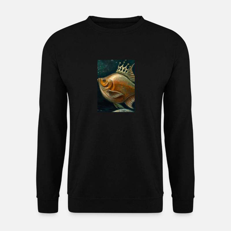 Fisch mit Krone - Unisex Pullover - Schwarz