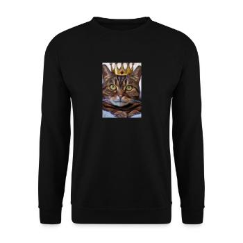 Katze mit Krone - Unisex Pullover - Schwarz - Vorne - Alina (178cm) & Michal (187cm)