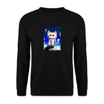 Astronautenkatze - Unisex Pullover - Schwarz - Vorne - Alina (178cm) & Michal (187cm)