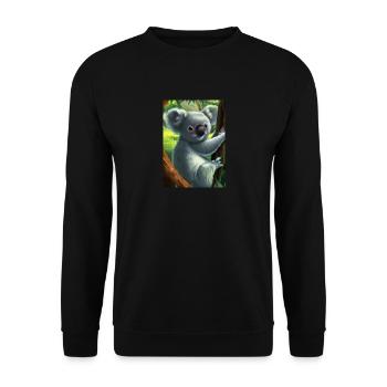 Ein Koala hängt an einem Baum - Unisex Pullover - Schwarz - Vorne - Alina (178cm) & Michal (187cm)