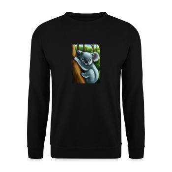 Ein Koala hängt an einem Baum - Unisex Pullover - Schwarz - Vorne - Alina (178cm) & Michal (187cm)