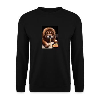 Hund frisst Ramen - Unisex Pullover - Schwarz - Vorne - Alina (178cm) & Michal (187cm)