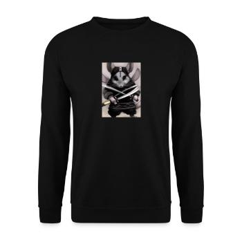 Chinchilla im Ninja-Kostüm - Unisex Pullover - Schwarz - Vorne - Alina (178cm) & Michal (187cm)