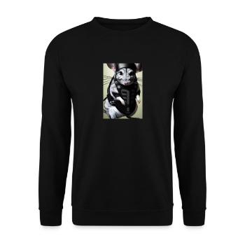 Chinchilla im Ninja-Kostüm - Unisex Pullover - Schwarz - Vorne - Alina (178cm) & Michal (187cm)