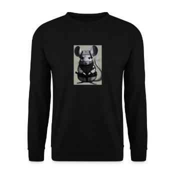Chinchilla im Ninja-Kostüm - Unisex Pullover - Schwarz - Vorne - Alina (178cm) & Michal (187cm)
