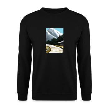 Pfad zu einem Berg - Unisex Pullover - Schwarz - Vorne - Alina (178cm) & Michal (187cm)