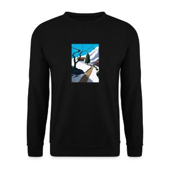Pfad zu einem Berg - Unisex Pullover - Schwarz - Vorne - Alina (178cm) & Michal (187cm)