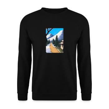 Pfad zu einem Berg - Unisex Pullover - Schwarz - Vorne - Alina (178cm) & Michal (187cm)