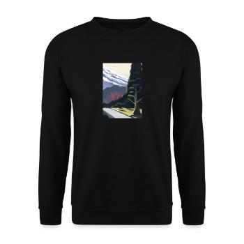 Pfad zu einem Berg - Unisex Pullover - Schwarz - Vorne - Alina (178cm) & Michal (187cm)