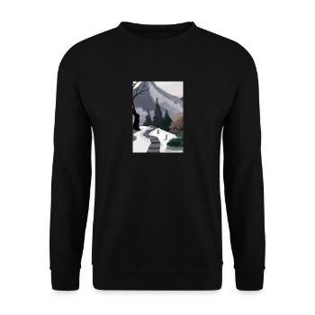 Pfad zu einem Berg - Unisex Pullover - Schwarz - Vorne - Alina (178cm) & Michal (187cm)