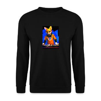 Fox am DJ-Pult - Unisex Pullover - Schwarz - Vorne - Alina (178cm) & Michal (187cm)