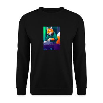 Fox am DJ-Pult - Unisex Pullover - Schwarz - Vorne - Alina (178cm) & Michal (187cm)