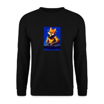 Fox am DJ-Pult - Unisex Pullover - Schwarz - Vorne - Alina (178cm) & Michal (187cm)