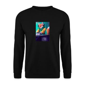 Fox am DJ-Pult - Unisex Pullover - Schwarz - Vorne - Alina (178cm) & Michal (187cm)