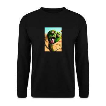 Lachender Kaktus in der Wüste - Unisex Pullover - Schwarz - Vorne - Alina (178cm) & Michal (187cm)