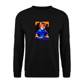 Fox am DJ-Pult - Unisex Pullover - Schwarz - Vorne - Alina (178cm) & Michal (187cm)