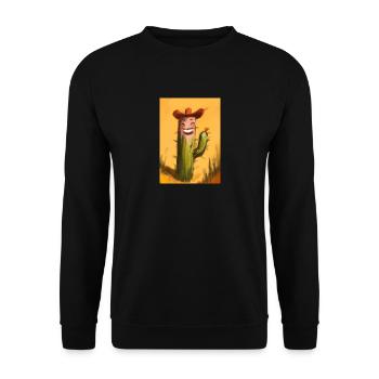 Lachender Kaktus in der Wüste - Unisex Pullover - Schwarz - Vorne - Alina (178cm) & Michal (187cm)